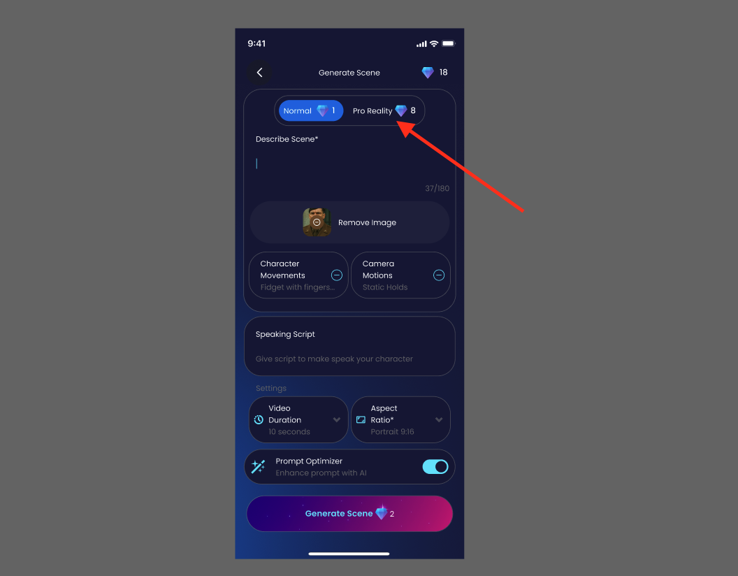 Rigel Pro Reality Option Video Generation Form Pro Reality Option